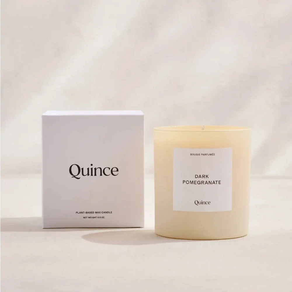 NIB Quince Dark Pomegranate Candle Ivory Glass jar spicy plum patchouli NEW box - Picture 2 of 6